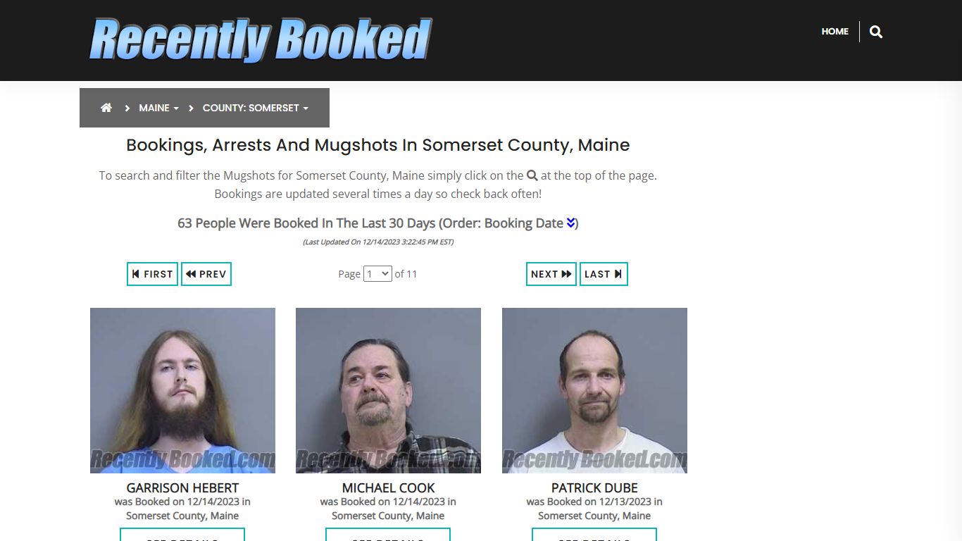 Recent bookings, Arrests, Mugshots in Somerset County, Maine